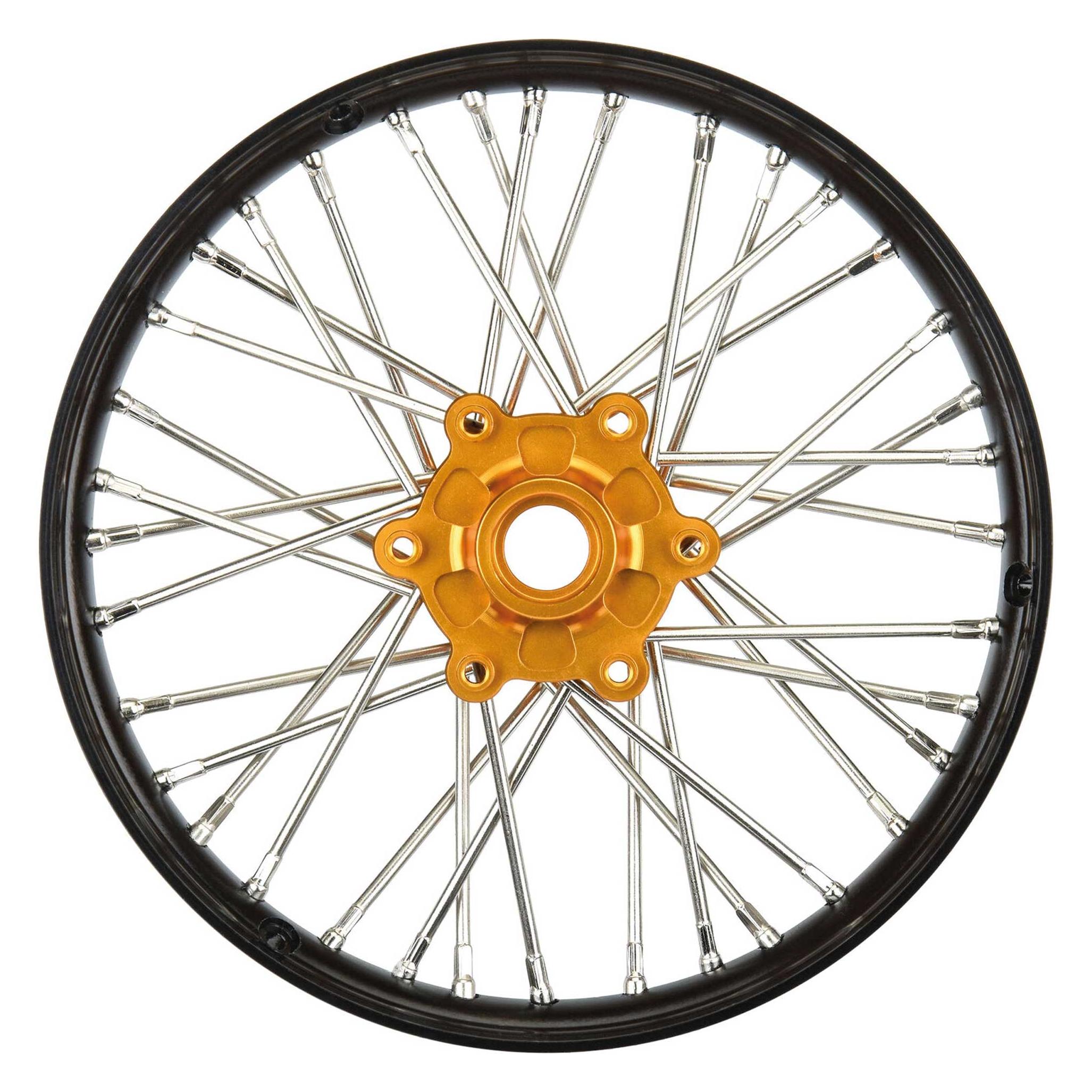 Proline 1/4 Pro-Spec Aluminum V2 Bead Front Wheel, Assembled, Black/Gold: Promoto-MX (PRO283600T3)
