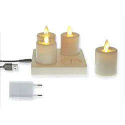 FDL wiederaufladbare LED Wachskerze 4er-Set elfenbein