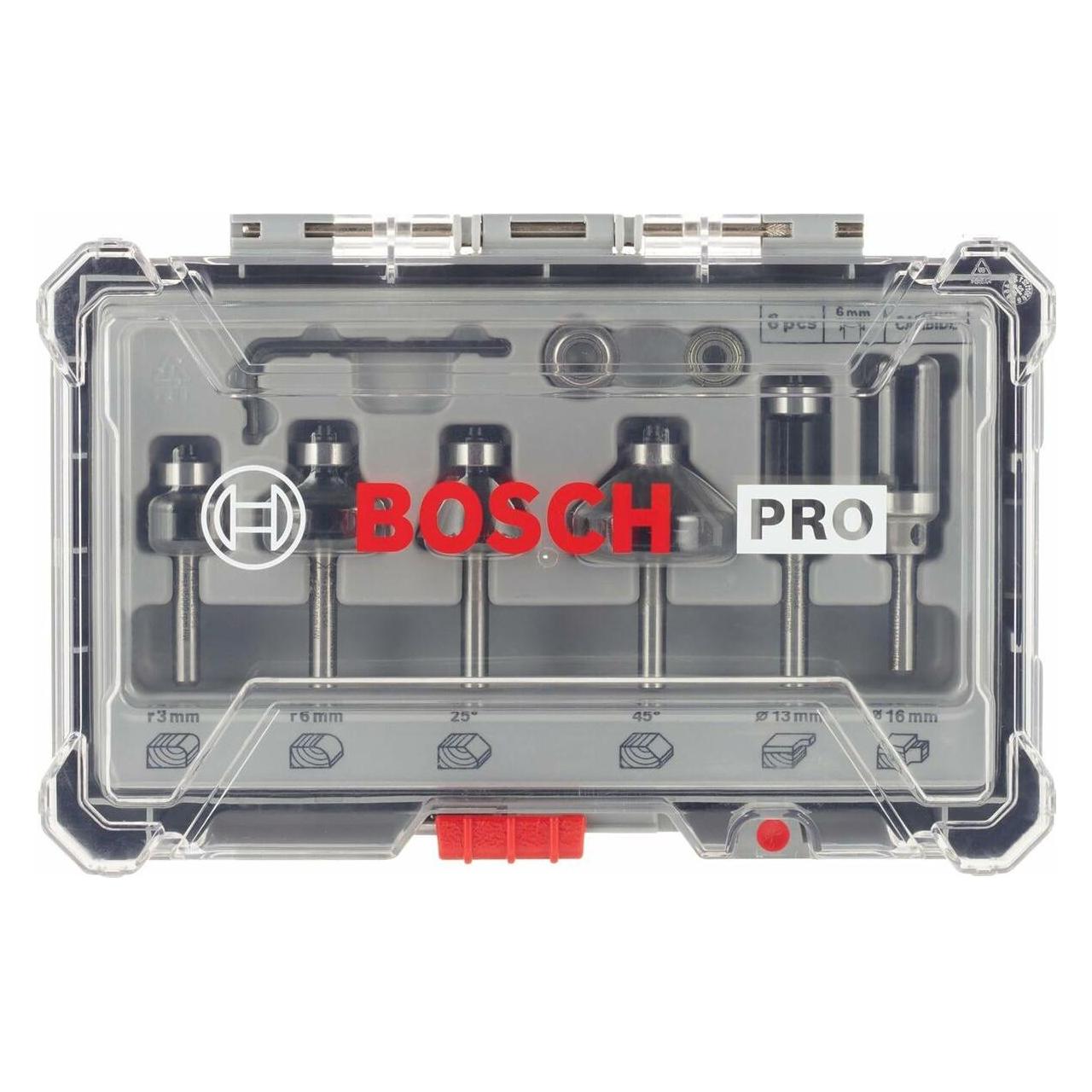 Bosch Professional Zubehör 6-teiliges Rand- und Kantenfräser-Set, 6-mm-Schaft für Handfräsen (2607017468)