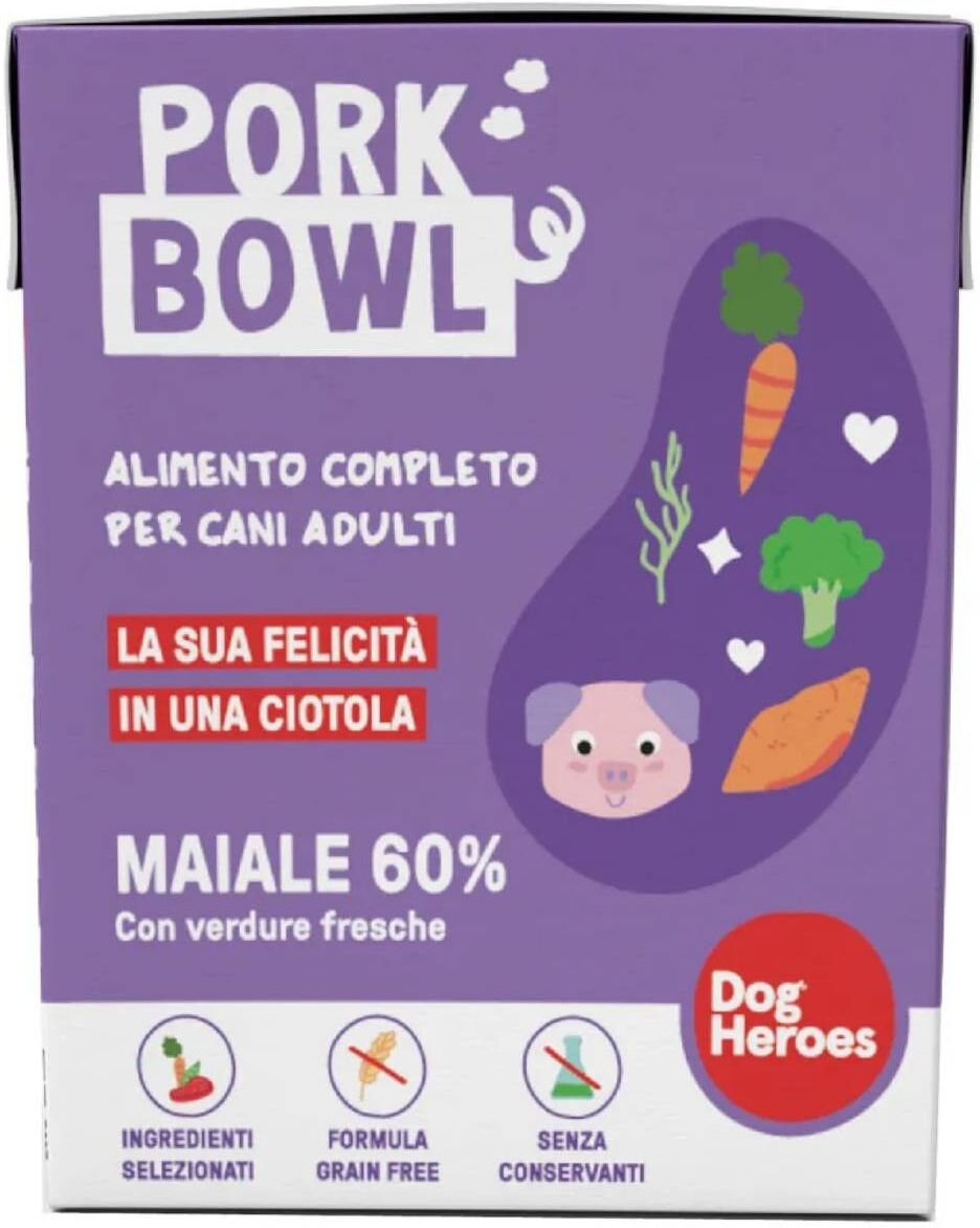 Dog Heroes Bowl Pork Maiale Cibo Fresco per Cani 390 g