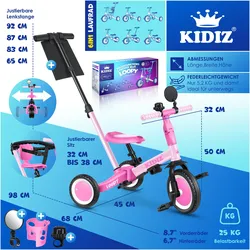 Kidiz 6in1 Dreirad Loopy Laufräder Lauffahrrad Kinderdreirad (8.70")
