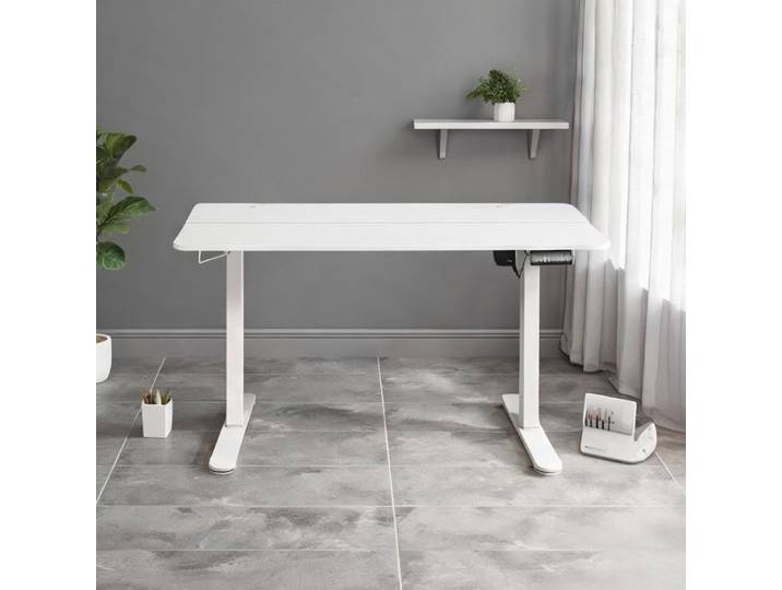 Bureau assis-debout électrique 140x70 cm - panneaux de particules white-toned - 4 mémoires - cadre acier