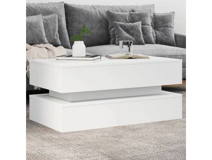 (Blanc)Petite Table basse VIDAXL Armoire basse de salon avec lumières LED blanc 90x50x40cm Mgnifique138537