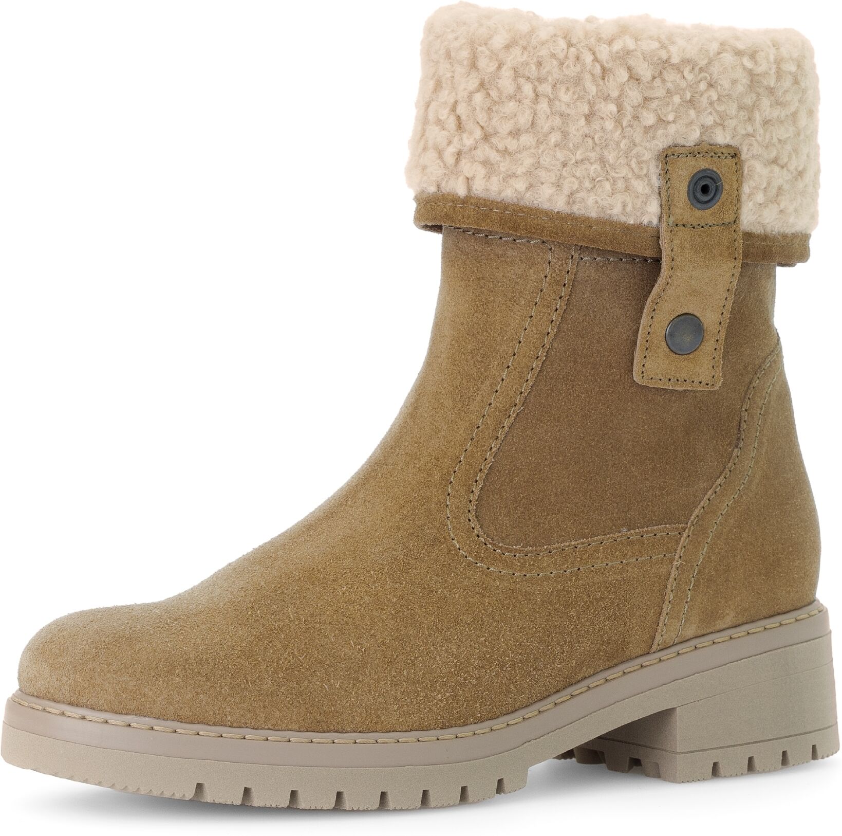 Winterboots GABOR "GENUA", Damen, Gr. 37, Warmfutter, braun (hellbraun), Textil, Veloursleder, Schuhe Winterboots, Blockabsatz, Winterstiefelette, mit Reissverschluss, G-Weite hellbraun 37, Warmfutter