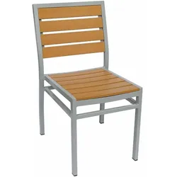 Terrassenstuhl Izola, Innen- und Outdorstuhl, Farbe Teak, Gestell Silber