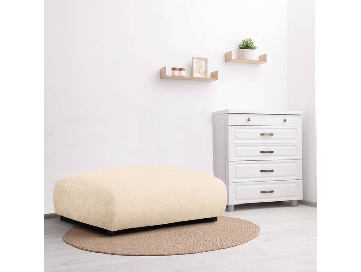 Polsterhocker 88 x 88cm Beige Strukturstoff Blerta: Beige