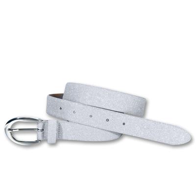 Ledergürtel SILBERGIFT "Ledergürtel mit reflektierenden Glanzpartikeln", Damen, Gr. 90, silber, Rindsleder, Gürtel Ledergürtel