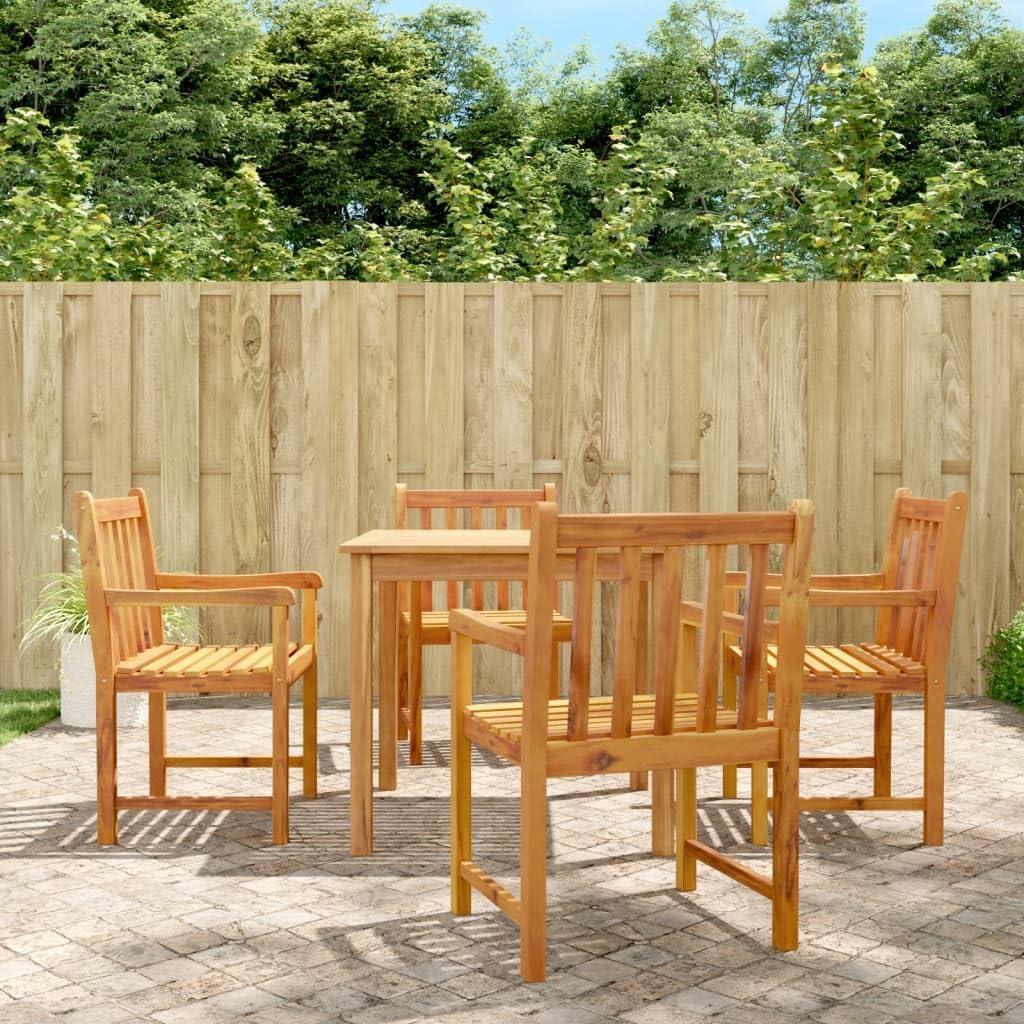 4 Gartenstühle aus massivem Akazienholz mit Armlehnen - klassische Sessel für den Außenbereich