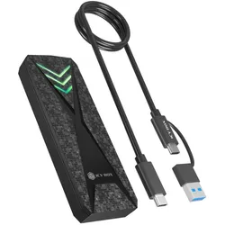 ICY BOX Gehäuse für NVMe M.2 SSD, RGB-Beleuchtung, Host USB 3.2 Gen 2 Type-C+ Type-A, 10 Gbit/s