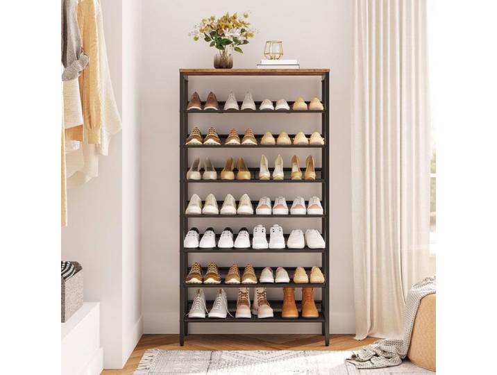 HOOBRO Étagère à Chaussures Meubles à Chaussures Porte-Chaussures à 8 Niveaux Étagère de rangement Entrée Salon Chambre