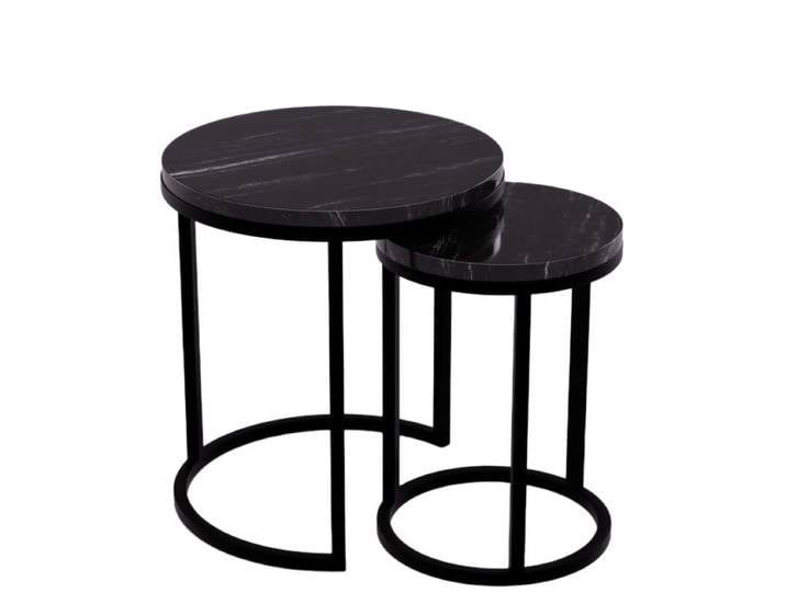 Liadomo Gainsville Couchtisch 2er Set mit Marmorplatte Beistelltische, platzsparend und flexibel, Platten aus echtem Marmor, pflegeleicht und langlebig Modern