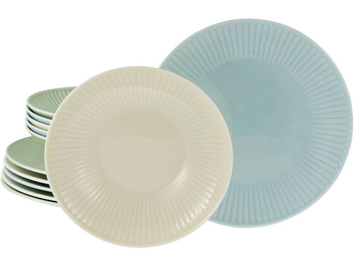 Tafelservice CREATABLE Valencia Pastell, Tafel-Service 12-tlg , bunt, 12 Stk., Porzellan, Geschirr-Sets, Tafelservice, Teller Set, Elegant, Boho Chic