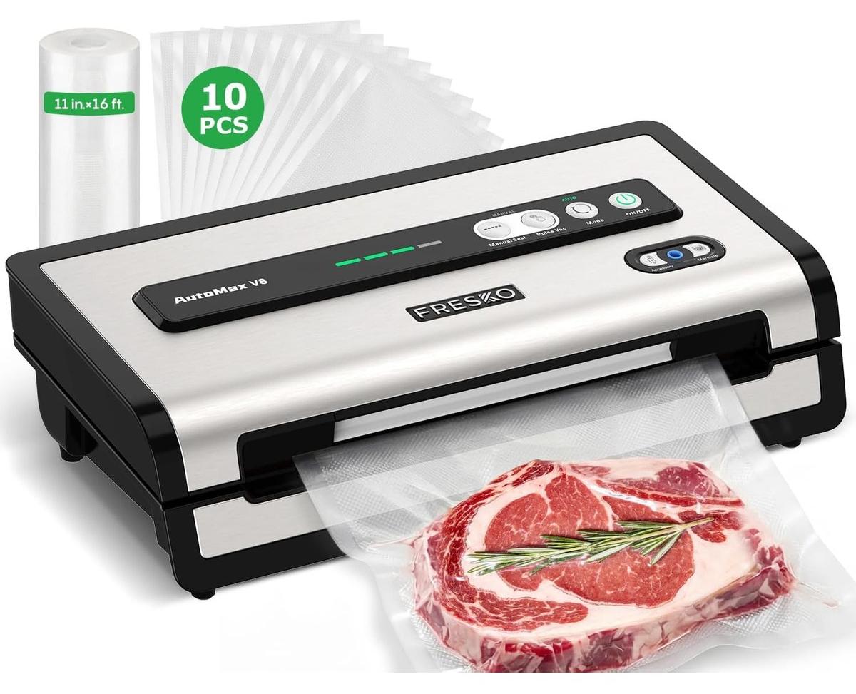 Vakuumierer Vakuumiergerät Vakuumverpacker für Lebensmittel - 140 W - 18 l/min - Mit Beutelschneider - Vollautomatisch Nach Verpackung