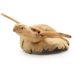 Handmade Parasite Wood Art Carving - Rising Sea Turtle
