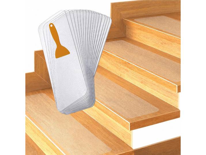 Relaxdays Stufenmatte Transparent 15er-Set selbstklebend, Kunststoff, 81x0.05x10 cm, Teppiche & Böden, Bodenbeläge