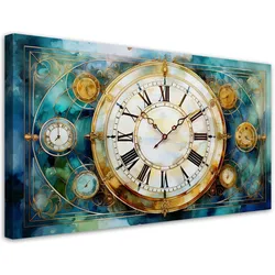 WANDBILD vintage türkis uhr