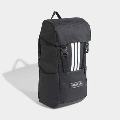 Rucksack ADIDAS SPORTSWEAR "3-STREIFEN, MIT KLAPPE", schwarz-weiß (schwarz), Rucksäcke, Obermaterial: 100% Polyester, Rucksack, für Erwachsene, sportlicher Stil, neutraler Look, aus Polyester