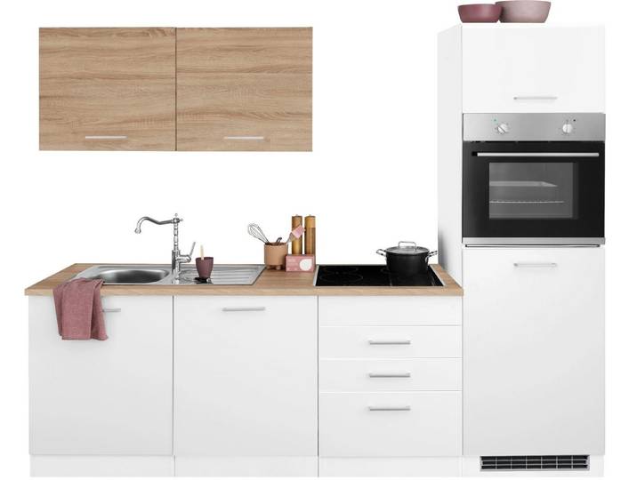 KOCHSTATION Küchenzeile KS-Visby, ohne E-Geräte, Breite 240 cm für Kühlschrank und Geschirrspüler