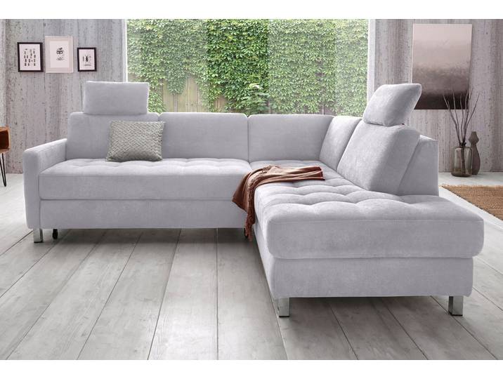 Ecksofa, Struktur Fein, Silber, 233×196 cm, Ottomane Rechts, Modern, SIT & MORE