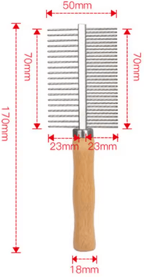 Inspire Curations Wooden Handle Stainless Steel Pet Grooming Comb double Sided