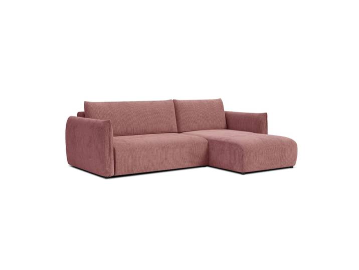 Canapé d'angle gauche 4 places, tissu rose