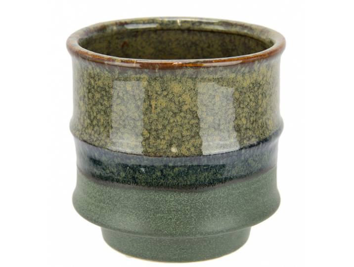 Dekovase I.GE.A. Topf aus Keramik , grün, B:15cm H:15cm, Keramik, Vasen, Dekovase, Blumentopf geriffelt Zylinderform Übertopf Keramikvase Deko Dekovase