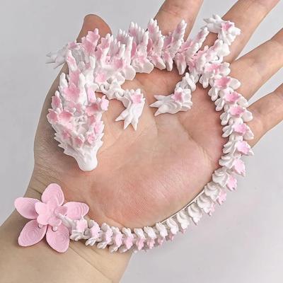 Uplifted Finds 3D Printed Love Cherry Blossom Dragon Movable Joint Model blue 25 Cm