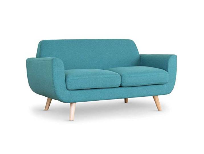 Menzzo Canapé scandinave 2 Places Danube Tissu Bleu