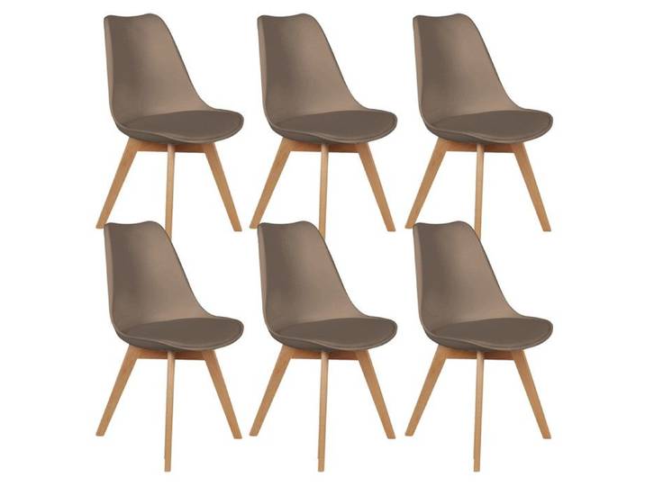 MEDALINE - Lot de 6 Chaises Scandinaves Taupe