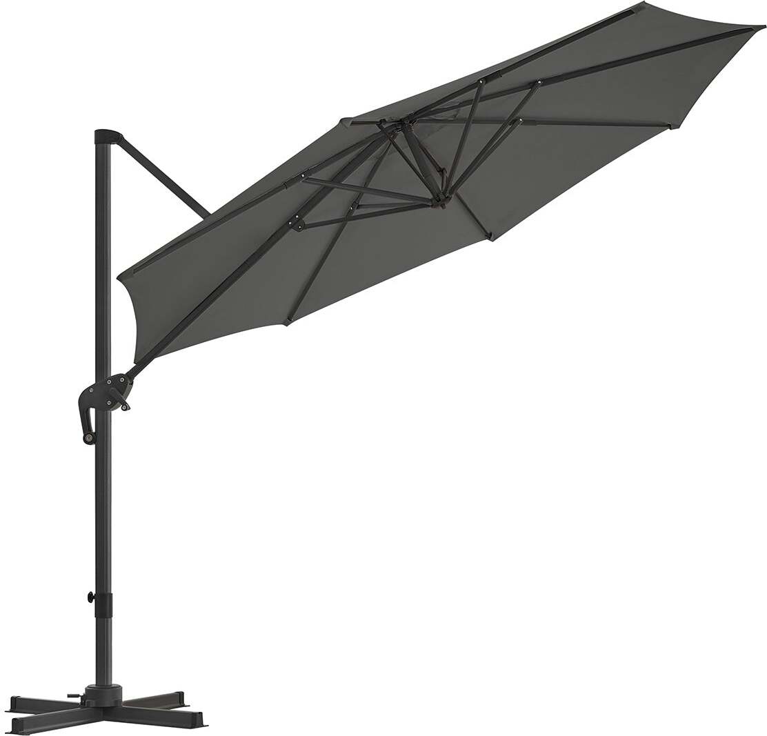Famanu Ampelschirm Grau - 3m Durchmesser, UPF 50+ UV-Schutz