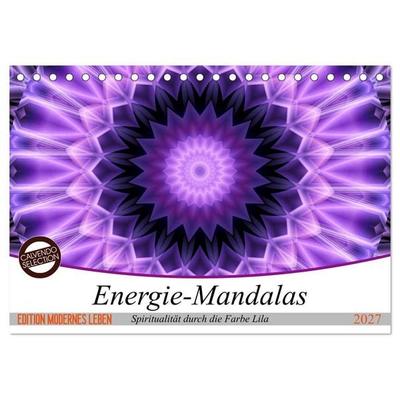 Energie - Mandalas, Spiritualität durch die Farbe Lila (Tischkalender 2027 DIN A5 quer), CALVENDO Monatskalender