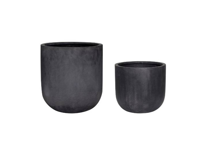 Lot de 2 caches-pots en grès gris foncé Villa