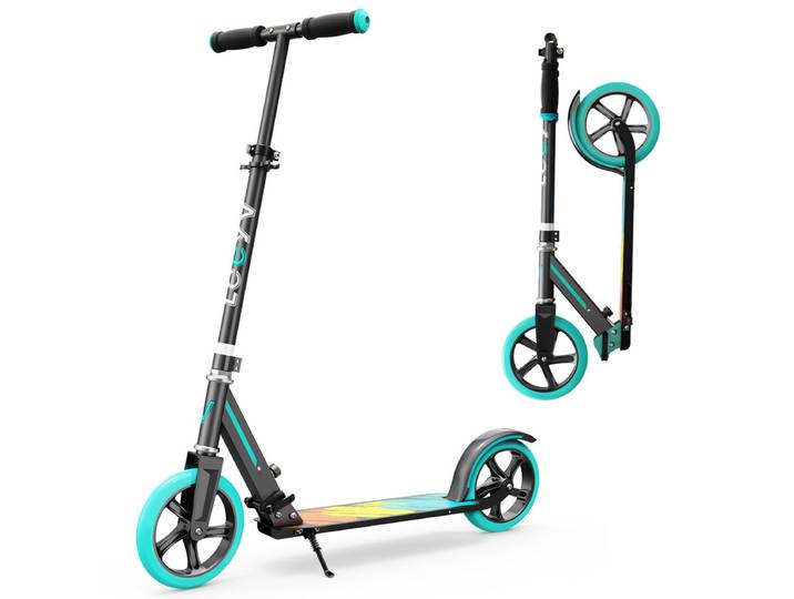 LEEYV Trottinette LY205, Trottinette pour enfants 6–12 ans et adultes, Charge maximale 100 kg, Hauteur réglable, Légère, 2 roues, Trottinette pliable pour enfants avec grandes roues