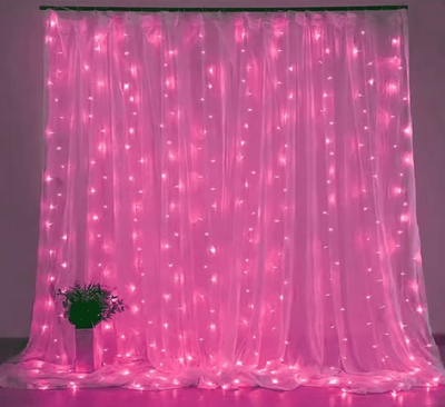 Inspire Essentials AmbienceCurtain USB LED Curtain Lights pink 3mx3m 300led