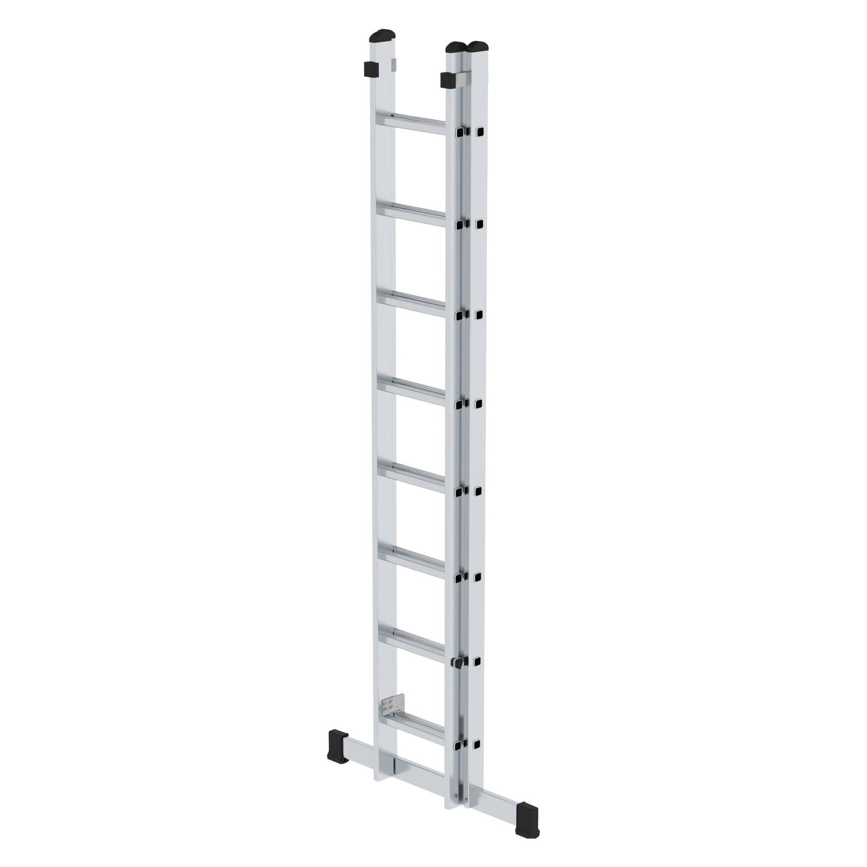 Munk Sprossen-Schiebeleiter 2-teilig mit Standard-Traverse 2x8 Sprossen (Gerüst, 520 cm) (020808)