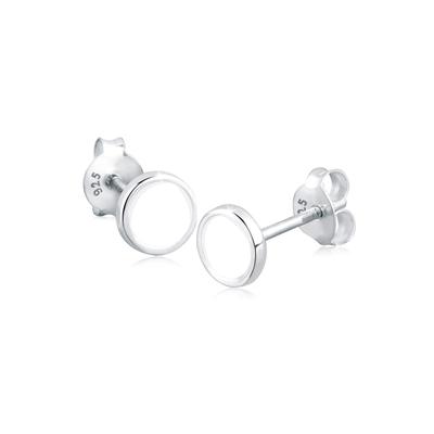 Paar Ohrstecker ELLI "Ohrringe Kreis Geo Rund Basic Emaille 925 Silber", weiß, Ohrringe, Damen, ohne Stein, Silber 925 (Sterlingsilber)