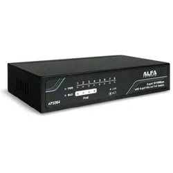 Alfa Network APS084 - Desktop Ethernet Switch, 8-Port 10/100 Mbps mit 4-Port PoE (8 Ports), Netzwerk Switch, Schwarz