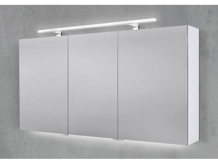 Spiegelschrank 140 cm mit MULTI LED Acryl Aufsatzleuchte Doppelspiegeltüren