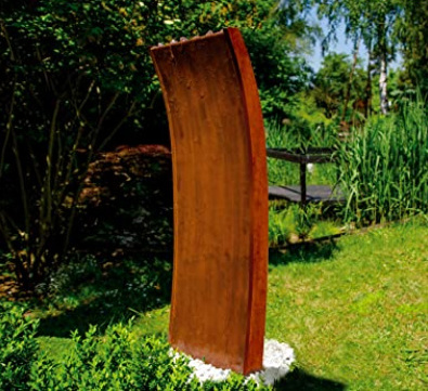 KÖHKO Gartenbrunnen Wasserwand "Mexiko" 119 cm aus Cortenstahl - Dekoratives Wasserspiel mit LED-Beleuchtung für Garten und Terrasse, Modell 31003