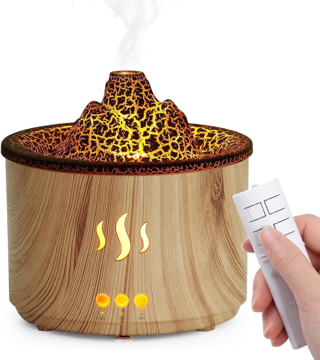 Aroma Diffuser Geurverspreider met Vulkaan Design en Timer, Lichtbruin, 400ml