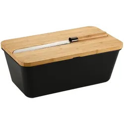 KESPER Brotbox, schwarz, mit Messer 13.5x34.5x20cm