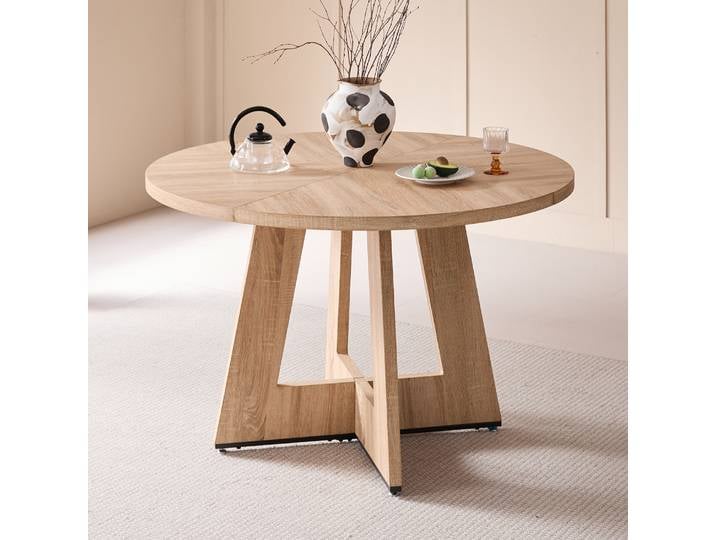 Table à manger ronde GrandCA HOME pour 4 à 6 personnes, table de cuisine de 120 cm, petite table à dîner, table de salle à manger