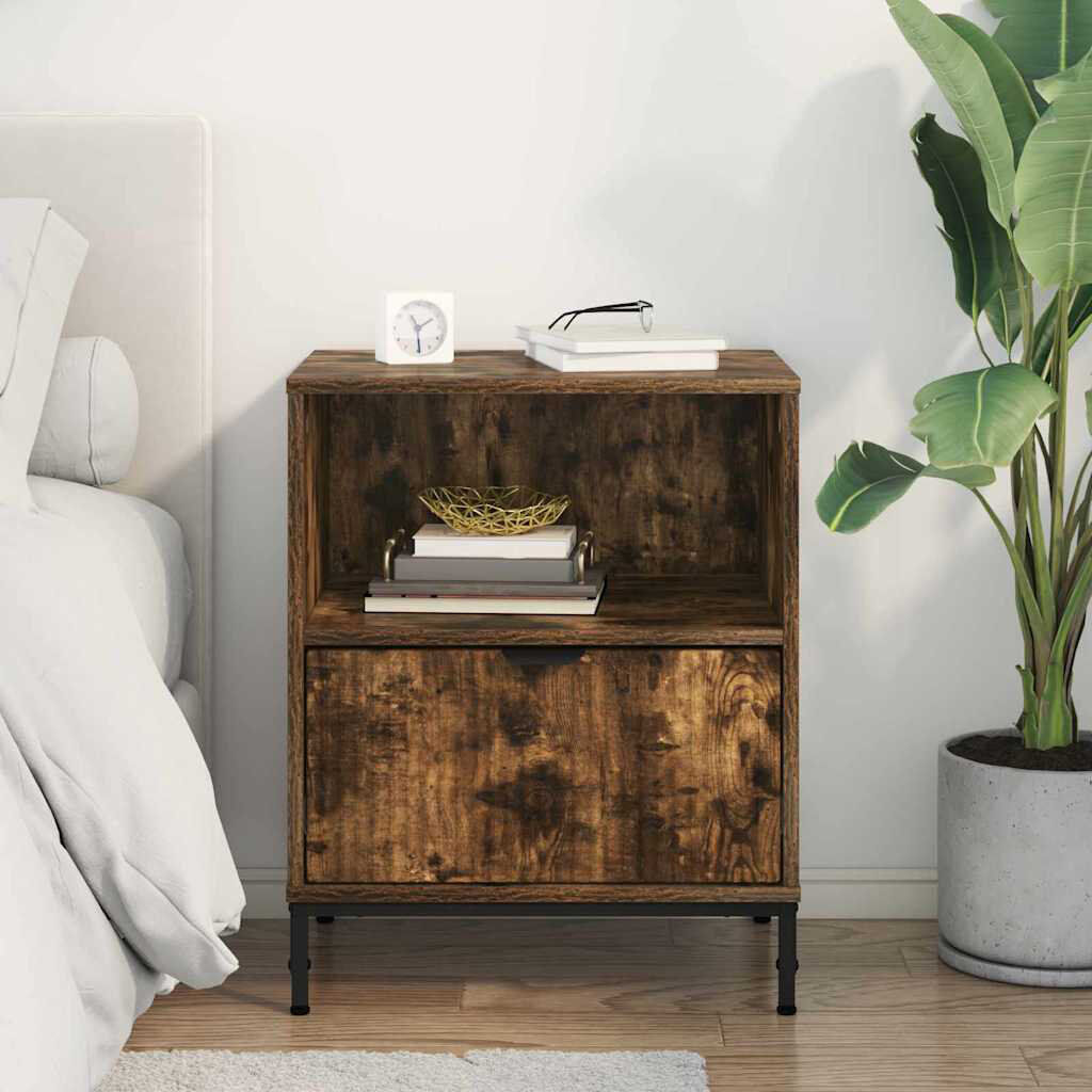 Latitude Run Bedside Table Smoked Oak 61cm H X 49cm W X 36cm D
