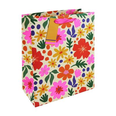 Clairefontaine 6x Große Geschenktasche, Blumen, 26,5x14x33 cm - Mehrfarbig 35528-2C