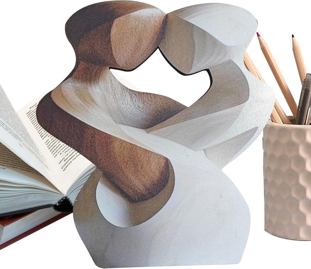 Handgemaakt houten beeldje paar - Abstracte sculptuur voor woonkamer decoratie - Natuurlijk hout
