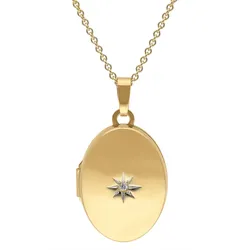 trendor 15540 Medaillon mit Diamant Gold 585/14K an vergoldeter Silberkette, 40 cm