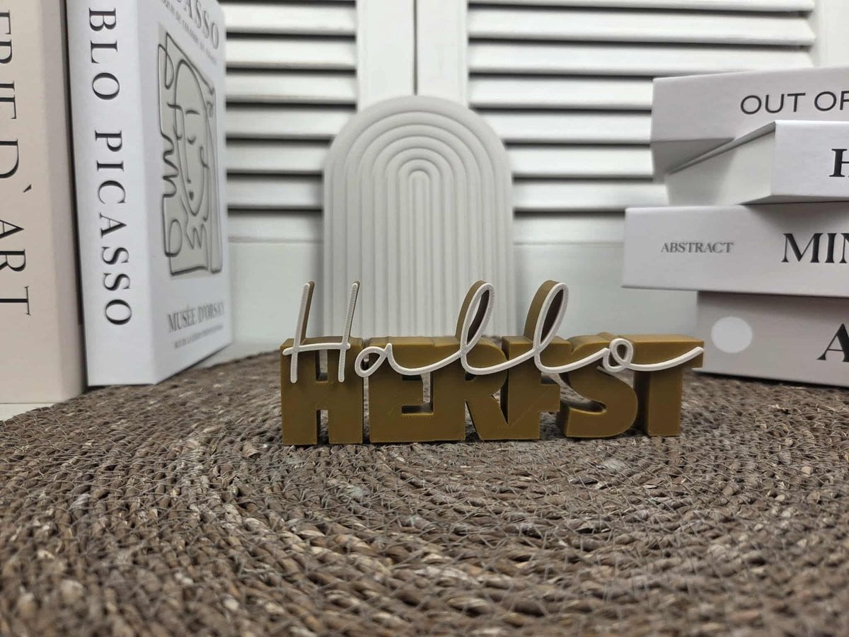 RoNa Design Staande Tekst Decoratie Hallo Herfst - Goud en Off White - 15 cm