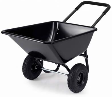 Costway Dual-Wheel Wheelbarrow Garden Utility Cart with Pneumatic Tires-Black