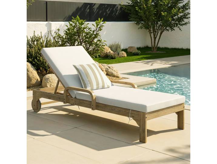 Gartenliege Elja Grau Holz/Textil