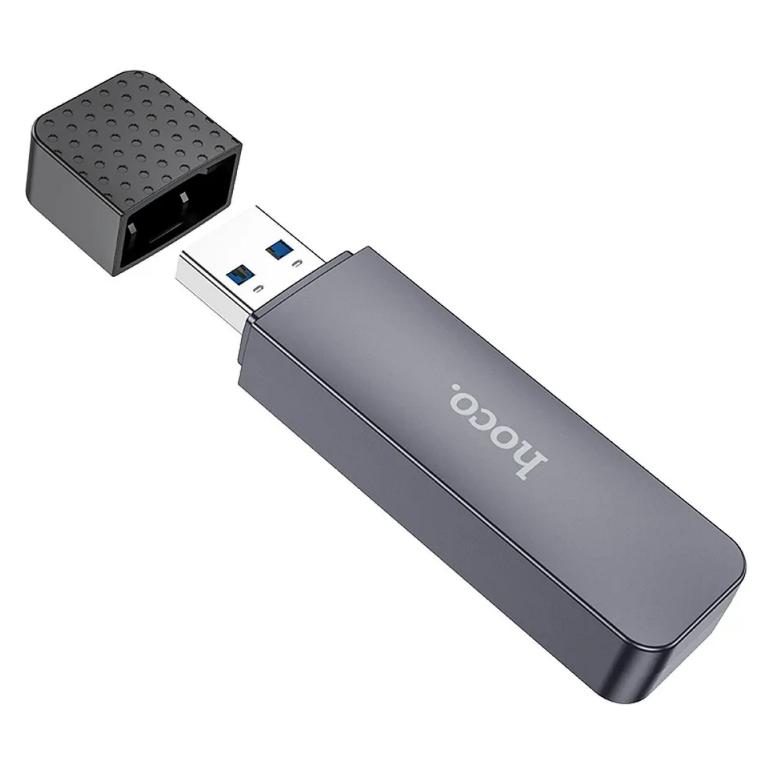 Hoco Headphone with microphone card reader 2in1 USB A 3.0 HB45 metal gray (USB 3.0) (48629111)